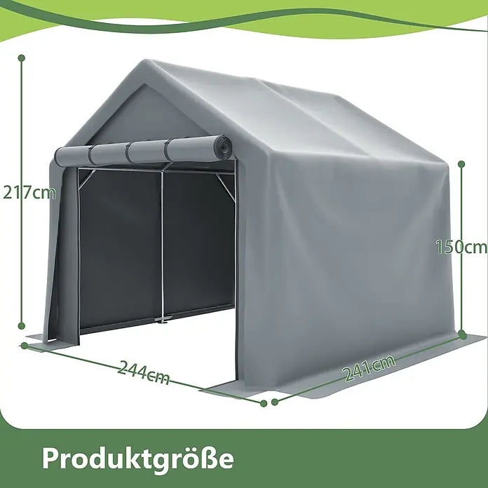 SONNENH Gerätehaus - Außenbreite inkl. Dachüberstand: 244 cm, Außentiefe inkl. Dachüberstand: 241 cm, Metall, Grau