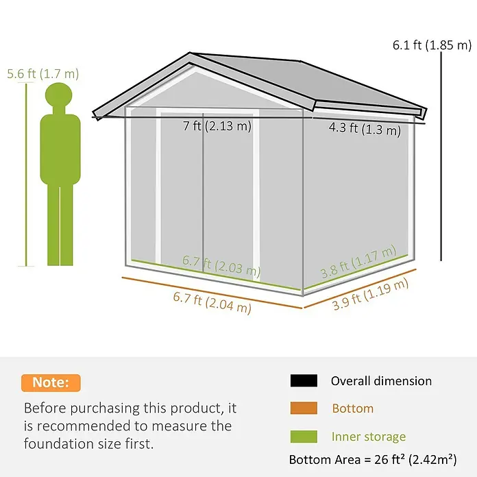 SONNENH Gerätehaus - Außenbreite inkl. Dachüberstand: 213 cm, Außentiefe inkl. Dachüberstand: 130 cm, Stahl, Grau