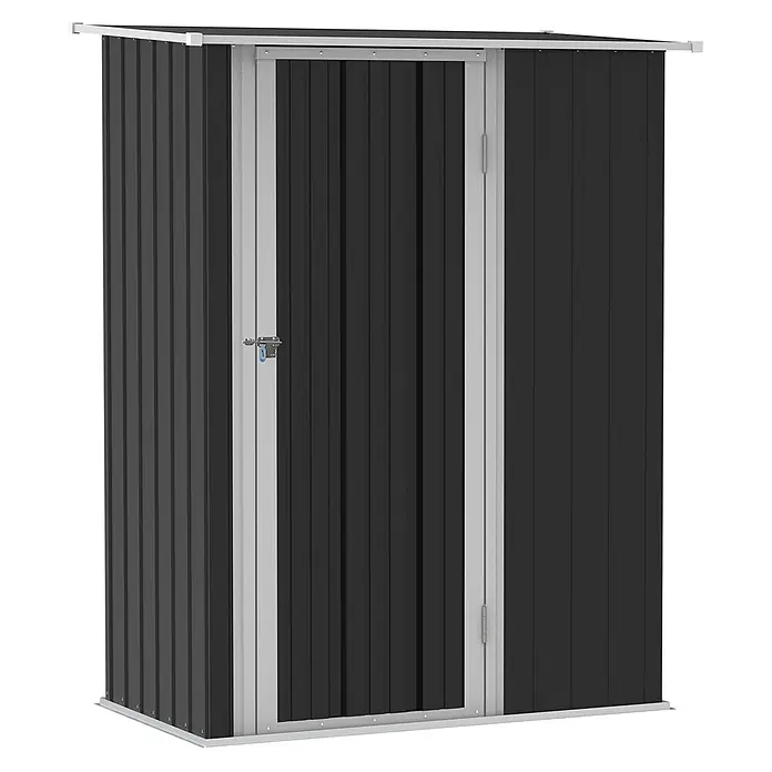 SONNENH Gerätehaus - Außenbreite inkl. Dachüberstand: 142 cm, Außentiefe inkl. Dachüberstand: 84 cm, Stahl, Grau