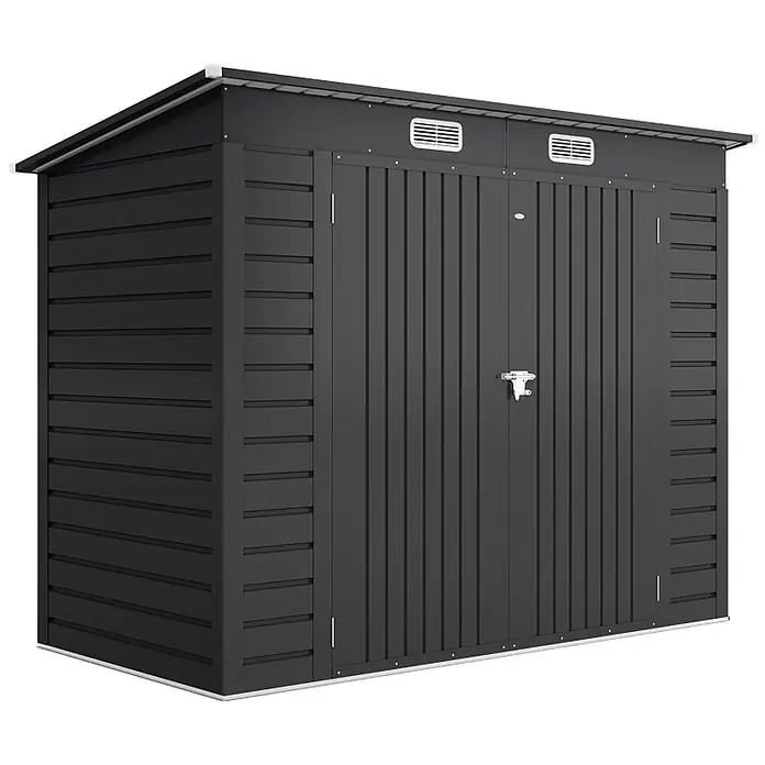 SONNENH Gerätehaus - Außenbreite inkl. Dachüberstand: 249 cm, Außentiefe inkl. Dachüberstand: 121 cm, Stahl, Grau