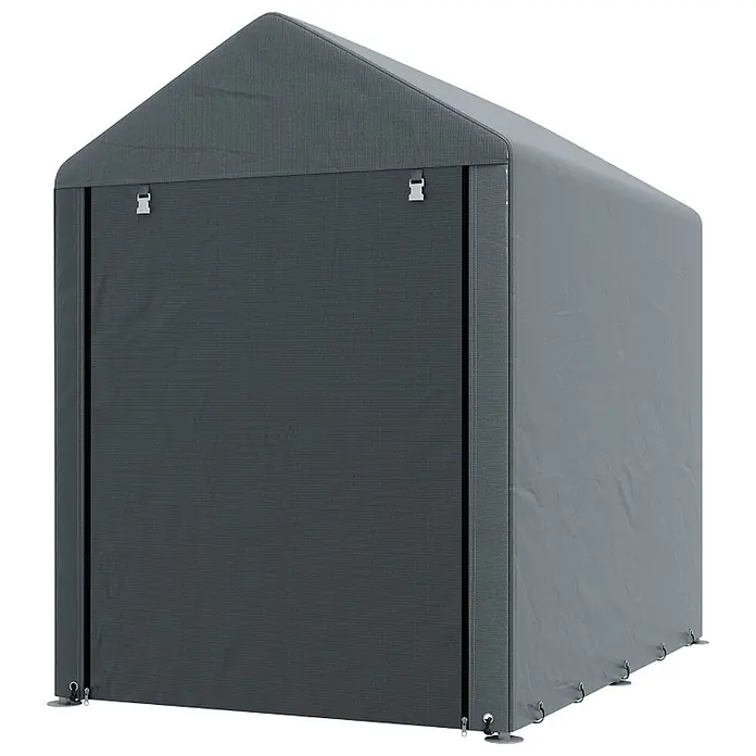SONNENH Gerätehaus - Außenbreite inkl. Dachüberstand: 120 cm, Außentiefe inkl. Dachüberstand: 179 cm, Stahl, Grau