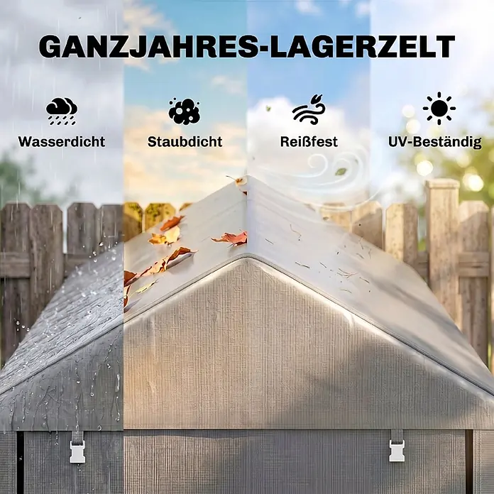 SONNENH Gerätehaus - Außenbreite inkl. Dachüberstand: 179 cm, Außentiefe inkl. Dachüberstand: 120 cm, Stahl, Grau