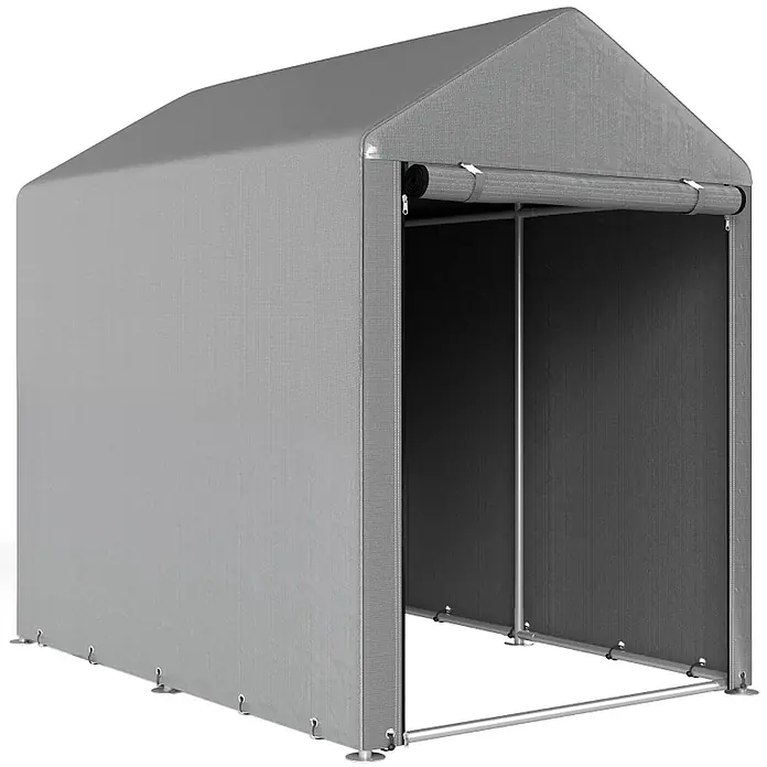 SONNENH Gerätehaus - Außenbreite inkl. Dachüberstand: 179 cm, Außentiefe inkl. Dachüberstand: 120 cm, Stahl, Grau