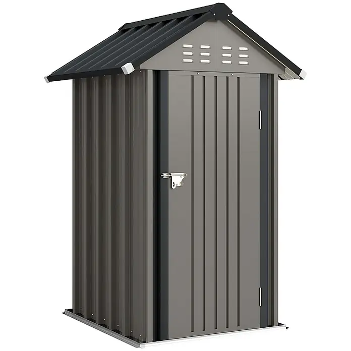 SONNENH Gerätehaus - Außenbreite inkl. Dachüberstand: 122 cm, Außentiefe inkl. Dachüberstand: 121 cm, Metall, Grau