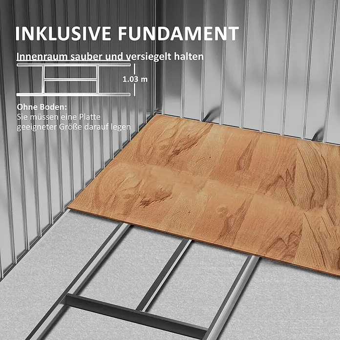 SONNENH Gerätehaus - Außenbreite inkl. Dachüberstand: 213 cm, Außentiefe inkl. Dachüberstand: 130 cm, Stahl, Braun