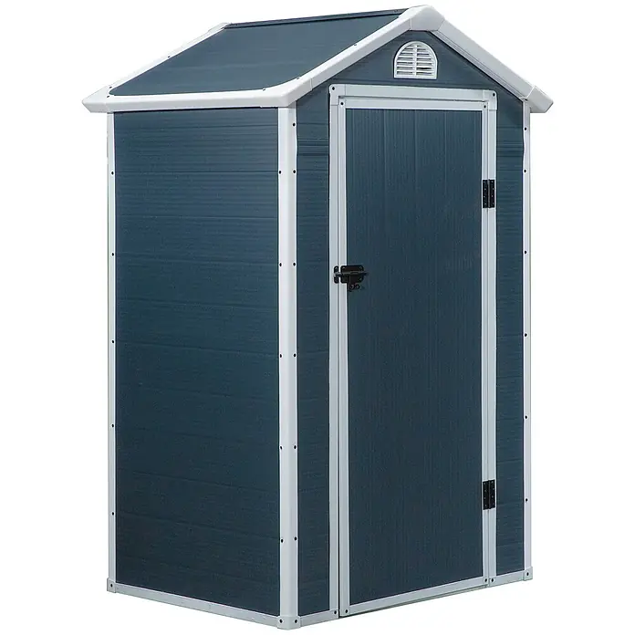 SONNENH Gerätehaus - Außenbreite inkl. Dachüberstand: 134 cm, Außentiefe inkl. Dachüberstand: 104 cm, Metall, Grau