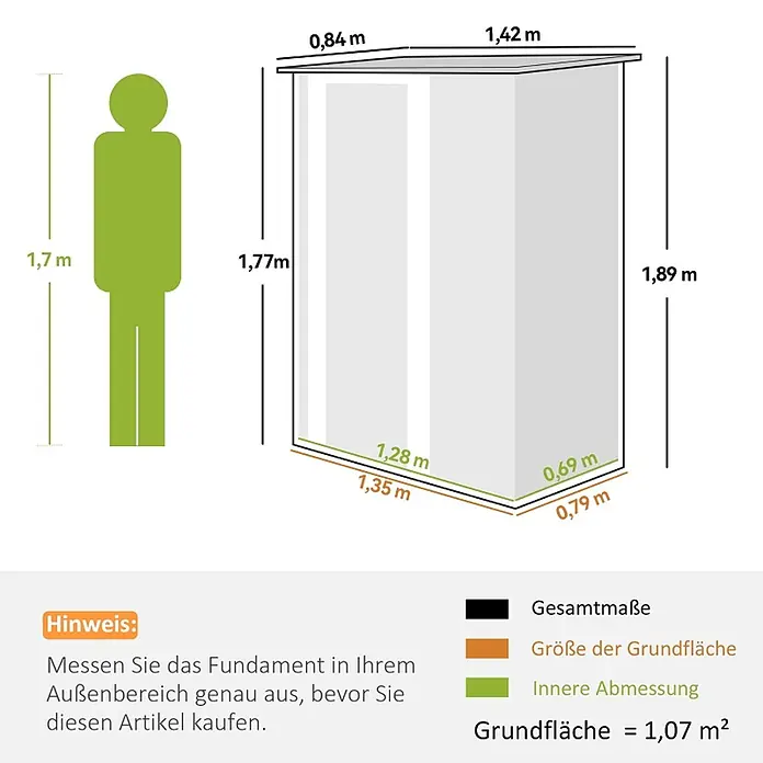 SONNENH Gerätehaus - Außenbreite inkl. Dachüberstand: 142 cm, Außentiefe inkl. Dachüberstand: 84 cm, Metall, Braun