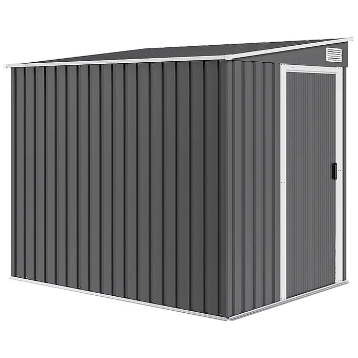 SONNENH Gerätehaus - Außenbreite inkl. Dachüberstand: 154 cm, Außentiefe inkl. Dachüberstand: 206,5 cm, Stahl, Grau
