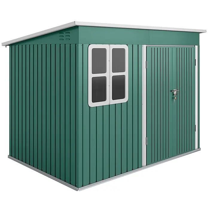 SONNENH Gerätehaus - Außenbreite inkl. Dachüberstand: 260 cm, Außentiefe inkl. Dachüberstand: 177 cm, Stahl, Grün