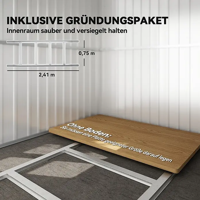 SONNENH Gerätehaus - Außenbreite inkl. Dachüberstand: 260 cm, Außentiefe inkl. Dachüberstand: 177 cm, Stahl, Grün