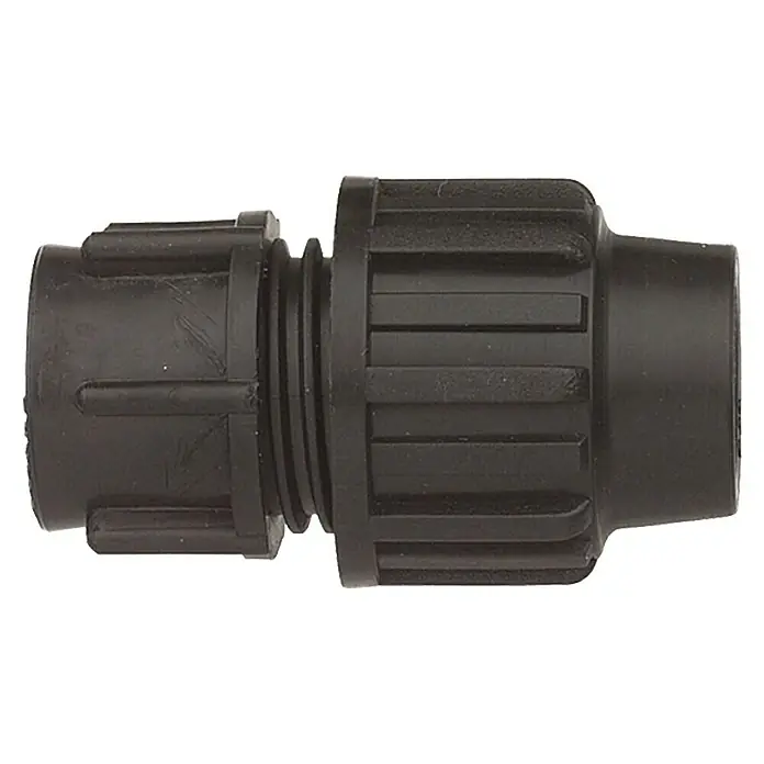 HDPE-Übergangsstück - Durchmesser: 32 mm, Innengewinde: 1″, Polypropylen - Schwarzer Rohrverbinder aus Kunststoff, ideal für die Verbindung von Rohren in Bewässerungssystemen und anderen Anwendungen.