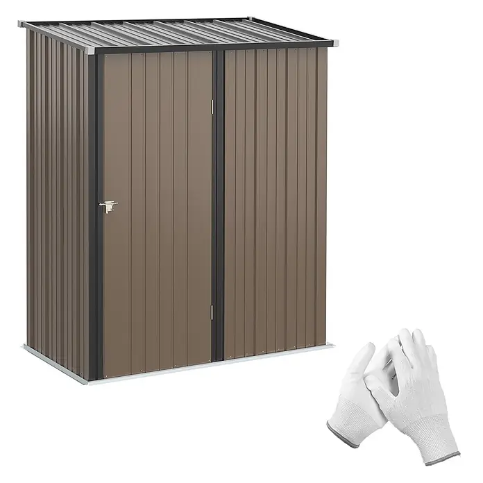 SONNENH Gerätehaus - Außenbreite inkl. Dachüberstand: 161,5 cm, Außentiefe inkl. Dachüberstand: 94,5 cm, Stahl, Braun