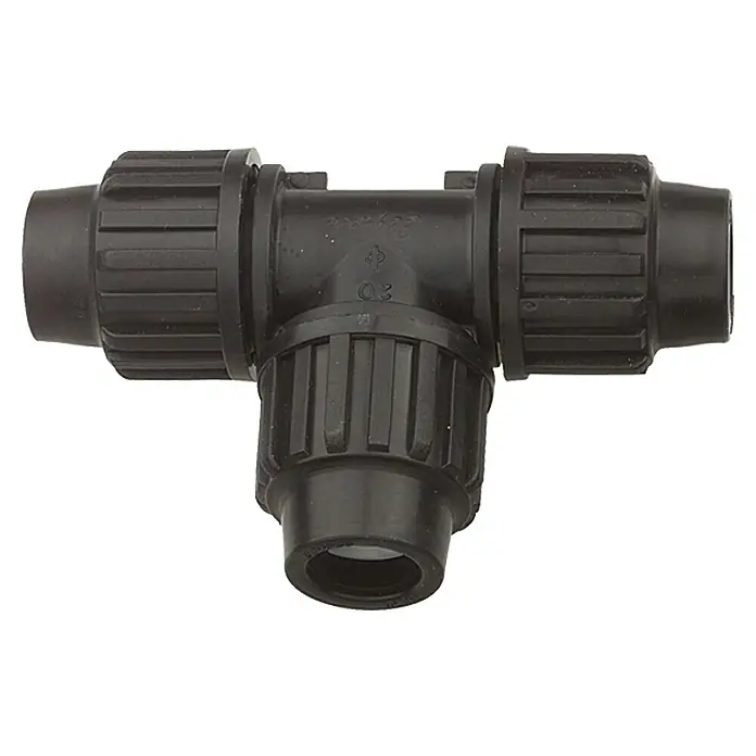 HDPE-T-Verbindungsstück - 3 x 32 mm, Polypropylen - Schwarzes T-Stück für die Wasserinstallation, ein unverzichtbares Zubehör für Ihr Bewässerungssystem. Robust und einfach zu installieren.