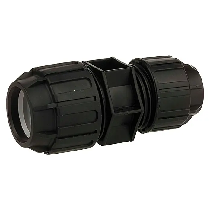 HDPE-Reduzierstück - 25 x 20 mm, Polypropylen - Schwarze Kunststoff-Rohrverbindung für die Sanitärinstallation mit strukturierten Enden für sicheren Halt.