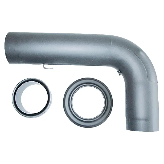 Kaminrohr-Set - Durchmesser: 150 mm, Gezogen, Gussgrau - Graues Staubsaugerrohr mit zwei runden Adaptern. Perfekt für die Staubsaugerreparatur oder -erweiterung. Hochwertige Materialien und einfache Installation.