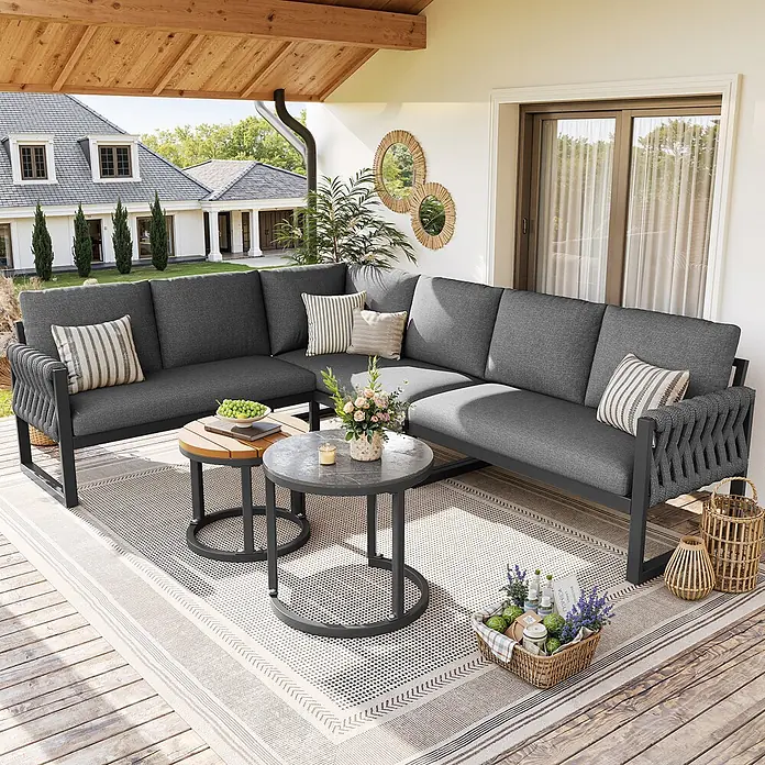 SONNENH Loungemöbel-Set - 5 -tlg., Olefin, Grau