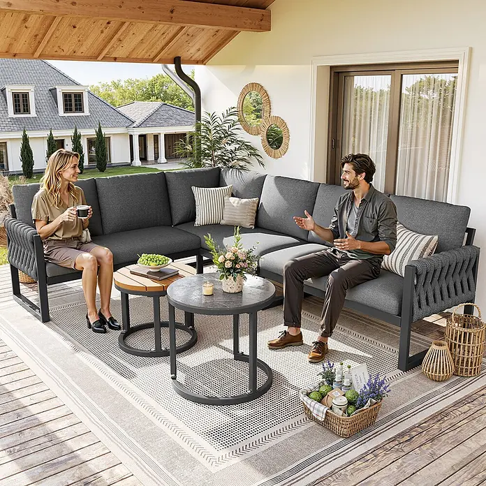 SONNENH Loungemöbel-Set - 5 -tlg., Olefin, Grau