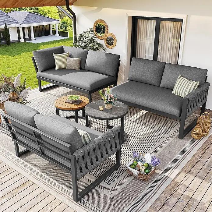 SONNENH Loungemöbel-Set - 5 -tlg., Olefin, Grau