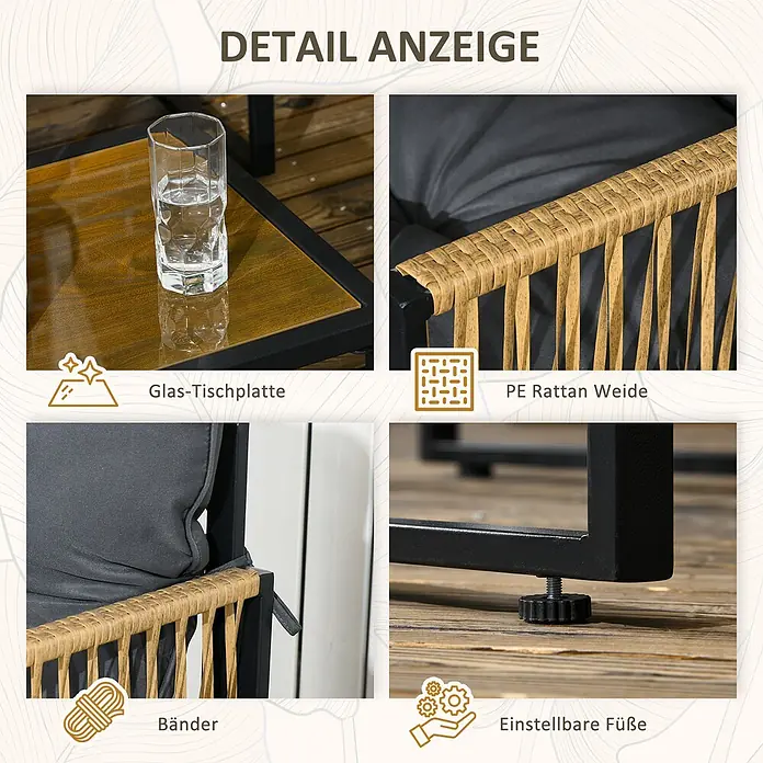 SONNENH Loungemöbel-Set - 4 -tlg., Polyester