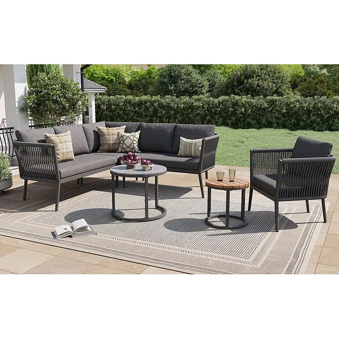 SONNENH Loungemöbel-Set - 6 -tlg., Metall, Olefin, Grau