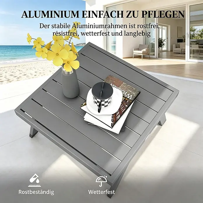 SONNENH Loungemöbel-Set - 4 -tlg., Aluminum, Baumwolle, Foam, Polyester, Stahl, Grau
