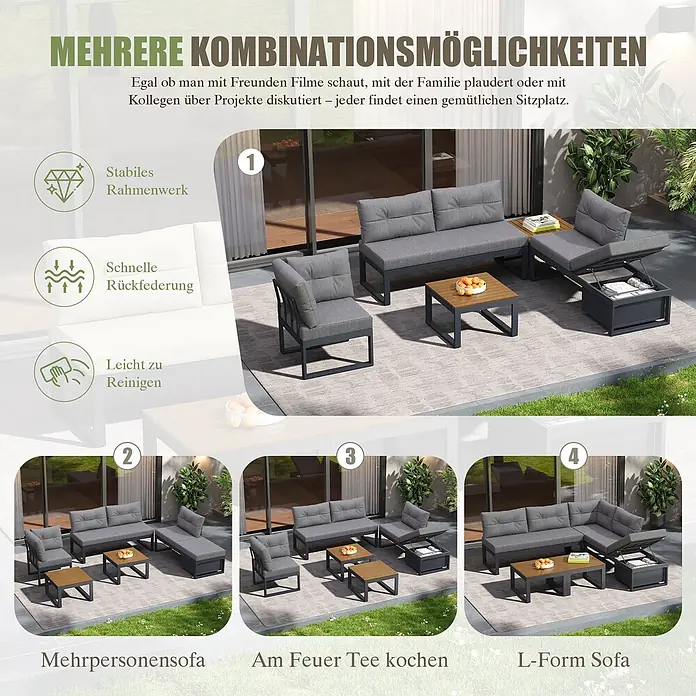 SONNENH Loungemöbel-Set - 3 -tlg., Polyester, Dunkelgrau