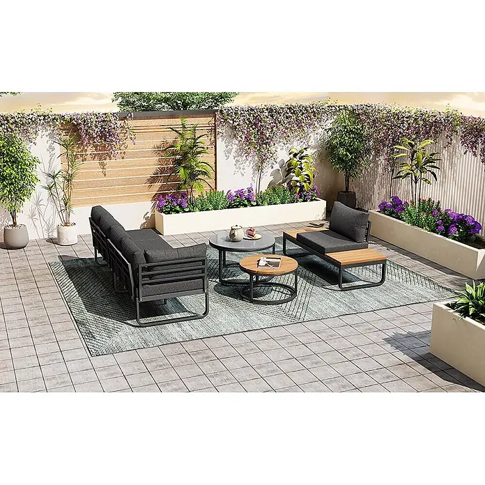 SONNENH Loungemöbel-Set - 5 -tlg., Eisen, Grau