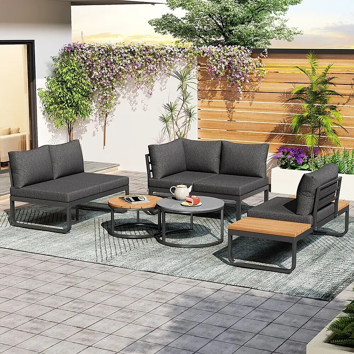 SONNENH Loungemöbel-Set - 5 -tlg., Eisen, Grau