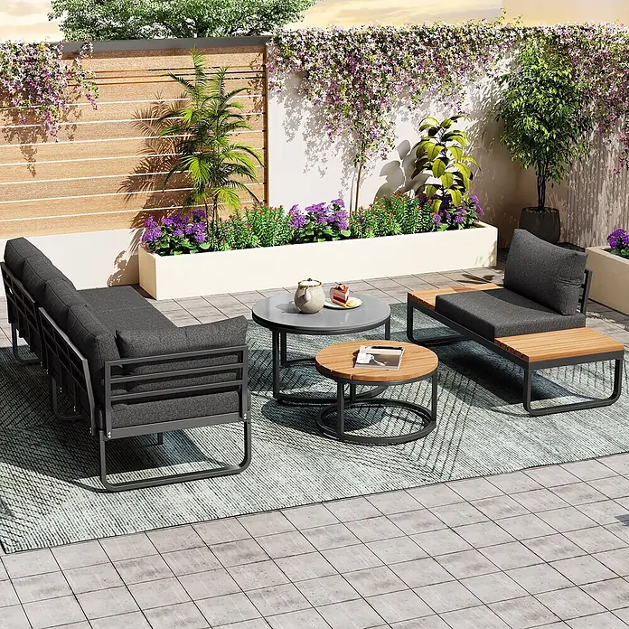 SONNENH Loungemöbel-Set - 5 -tlg., Eisen, Grau