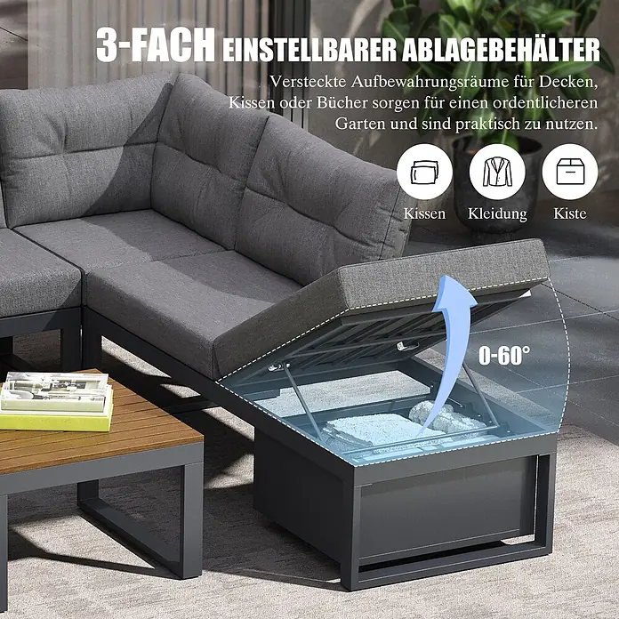 SONNENH Loungemöbel-Set - 3 -tlg., Polyester, Dunkelgrau