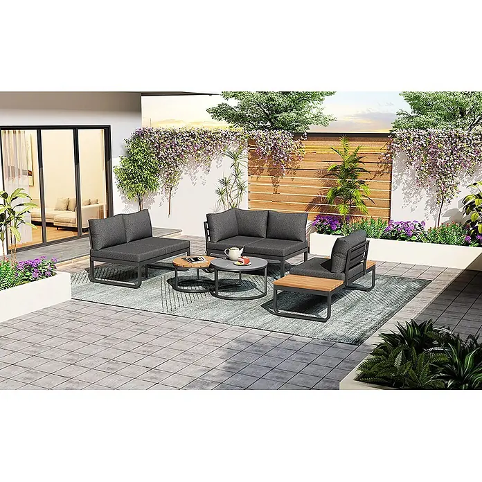 SONNENH Loungemöbel-Set - 5 -tlg., Eisen, Grau
