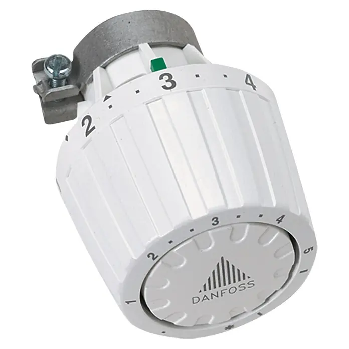 Danfoss Thermostatventil RA-VL Fest - Fester Temperaturfühler - Nahaufnahme eines Thermostatventils von Danfoss, das zur Temperaturregelung verwendet wird.