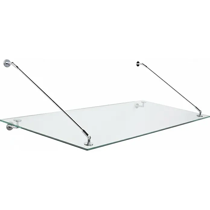 Glaszentrum Hagen Vordach 180x90 cm Glasvordach Klarglas, Streben Edelstahlhalter - 