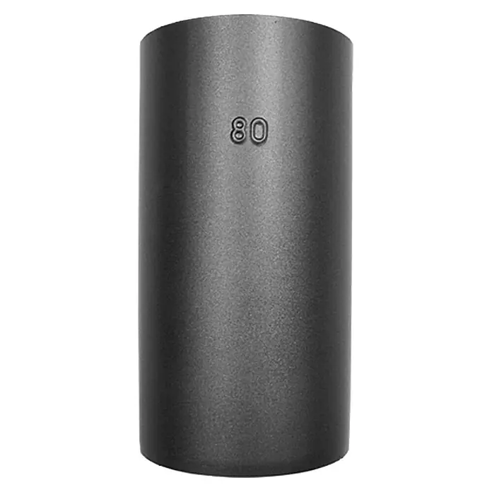Bertrams Ofenrohr - Ø x L: 120 x 250 mm, Wandstärke: 0,6 mm, Schwarz - Graues Rohrstück mit der Aufschrift "80". Ideal für Bauprojekte, Installationen und Reparaturen. Robust und langlebig.
