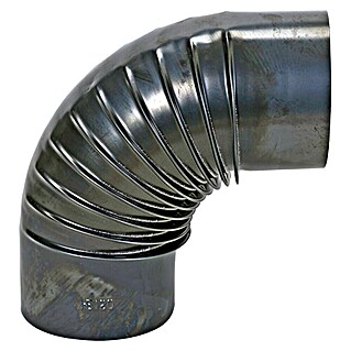 Bertrams Koleno za cev pečice (Premer: 120 mm, Kot loka: 90 °, Debelina stene: 0,6 mm, Črne barve)