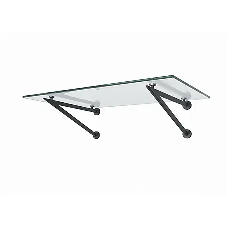 Glaszentrum Hagen  Vordach Glasvordach Klarglas 200x90 cm V-Form Schwarz Halter