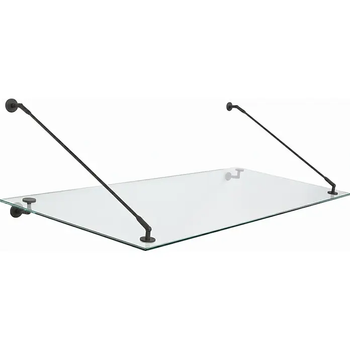 Glaszentrum Hagen Vordach 120x90 cm Glasvordach Klarglas, Halter RAL7016-STB - Anthrazit RAL7016
