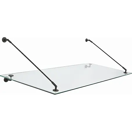 Glaszentrum Hagen  Vordach 120x90 cm Glasvordach Klarglas, Halter RAL7016-STB