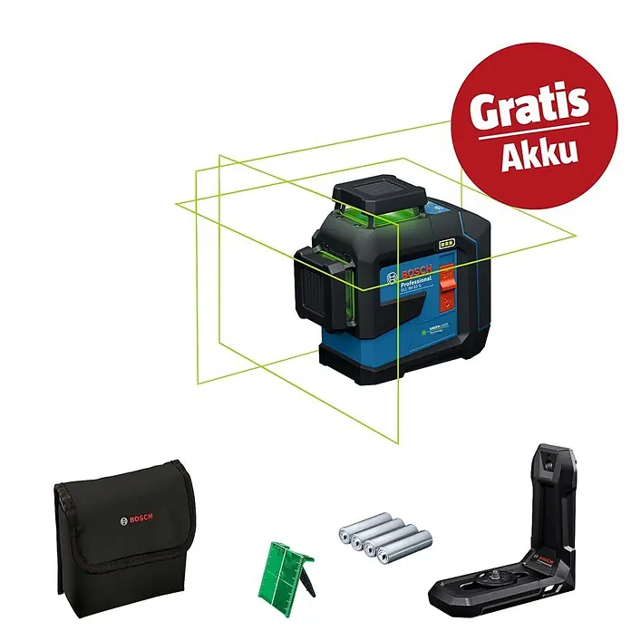 Bosch Professional Inspektionskamera GIC 12V-5-27 C - 12 V, Ohne Akku, Batteriebetrieben - Blauer/schwarzer Bosch GLL 80-33 G Profi Grünlaser-Nivellier, mit Tasche, Zieltafel, 4 Batterien und Magnetwinkel. Inkl. gratis Akku.