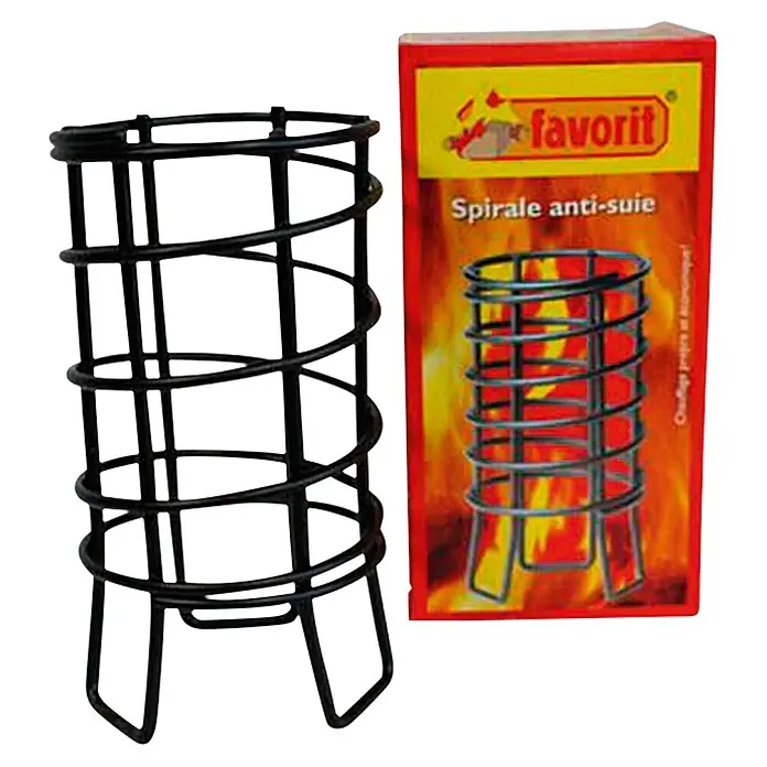 Favorit Glühspirale - Einsatzbereich: Ölofen - Draufsicht eines Kaminreinigers mit der Produktverpackung, die eine Spirale zur Rußentfernung zeigt.