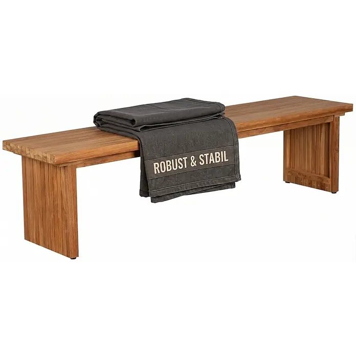 Bene Living Gartenbank Ashford - B x T x H: 180 x 40 x 45 cm, Teakholz, Natur