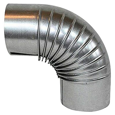Ofenrohrbogen (Durchmesser: 120 mm, Bogenwinkel: 90 °, Feueraluminiert, Silbergrau)