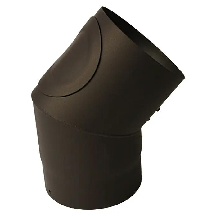 Ofenrohrbogen - Durchmesser: 150 mm, Bogenwinkel: 45 °, Wandstärke: 2 mm, Schwarz - Schornsteinrohrbogen, ein entscheidendes Bauteil für effiziente Rauchgasableitung und sichere Installation Ihres Kaminofens.