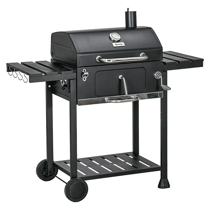 Outsunny Holzkohlegrill - Grillfläche (B x T): 40 x 29 cm, Durchmesser Grillfläche: 49 cm, Schwarz