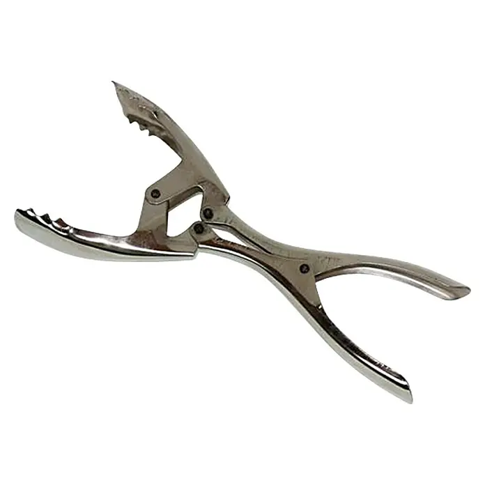 Brikettzange - Mit Doppelgelenk, Stahl - Nussknacker aus poliertem Metall mit gezackten Kanten zum einfachen Knacken von Nüssen. Ergonomisches Design für komfortable Handhabung.