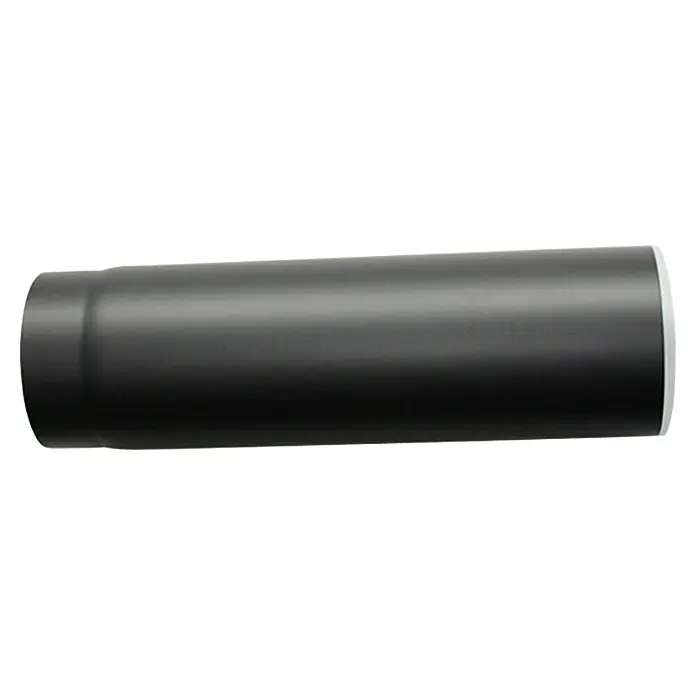 Bertrams Ofenrohr - Ø x L: 120 x 1.000 mm, Wandstärke: 2 mm, Stahl, Schwarz Metallic - Eine nahaufnahme einer schwarzen Flasche oder eines Behälters, möglicherweise aus Metall, mit einem eleganten Design.