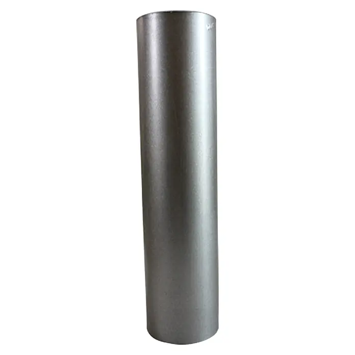 Ofenrohr - Ø x L: 120 x 750 mm, Feueraluminiert, Silbergrau - Aufnahme eines zylindrischen Rohres, das wahrscheinlich aus Stahl oder Aluminium besteht und eine glatte Oberfläche hat.