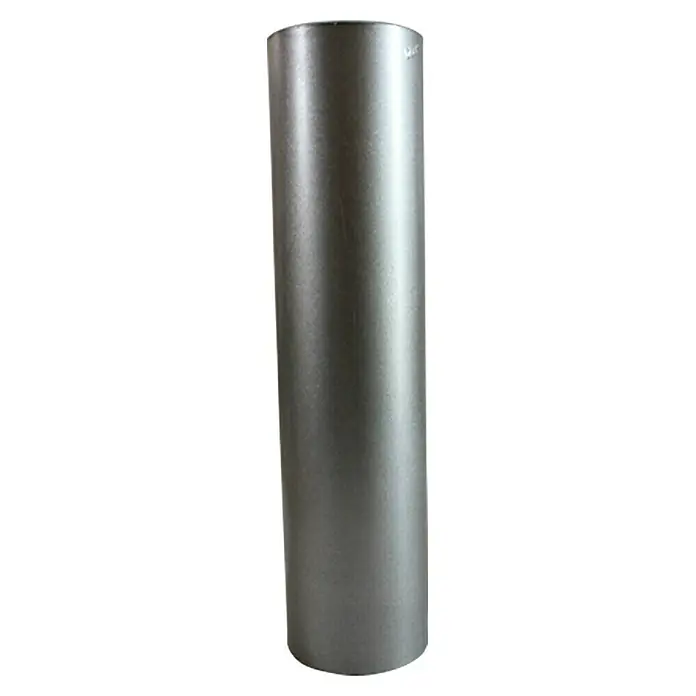 Ofenrohr - Ø x L: 120 x 750 mm, Feueraluminiert, Silbergrau - Aufnahme eines zylindrischen Rohres, das wahrscheinlich aus Stahl oder Aluminium besteht und eine glatte Oberfläche hat.