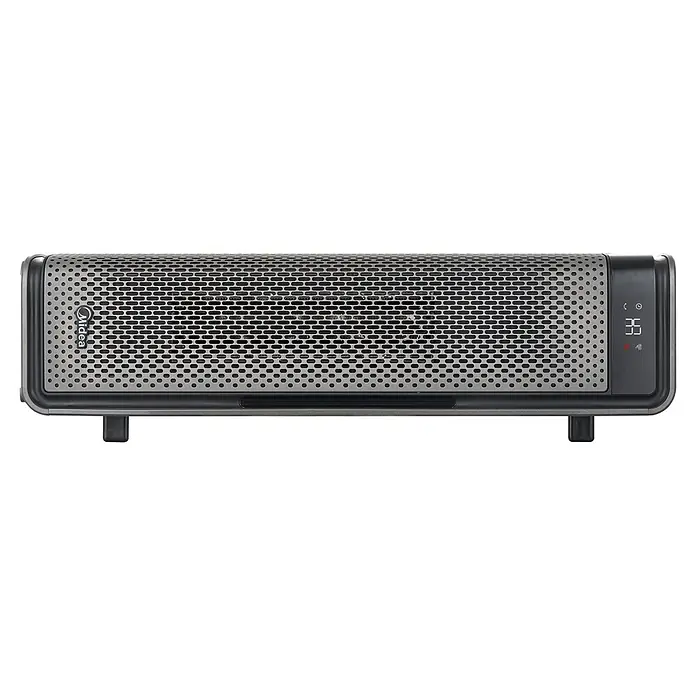 Midea Heizlüfter Dual-Flex - 2.200 W, Grau - Midea Elektroheizer mit grauem, perforiertem Metallgitter und schwarzem Gehäuse, digitaler Anzeige '35'.