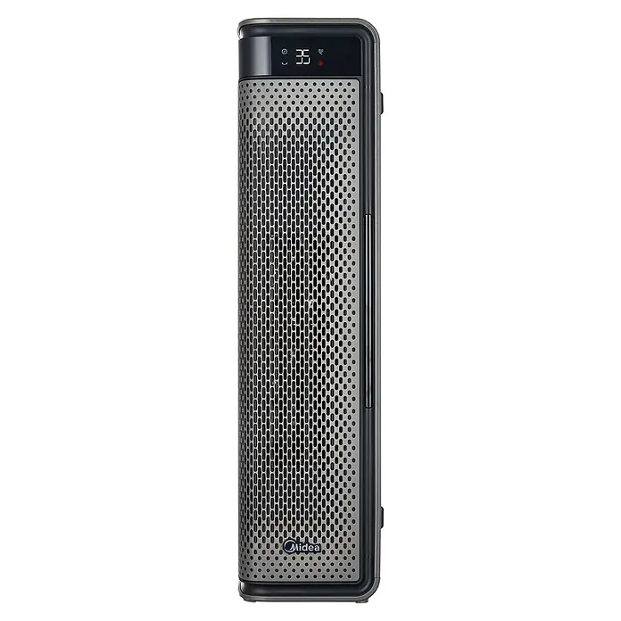 Midea Heizlüfter Dual-Flex - 2.200 W, Grau - Grauer Midea Elektroheizer mit perforierter Front und digitaler Anzeige "35".